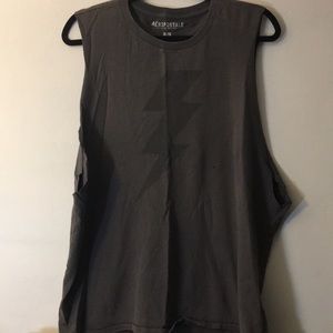 Grunge distressed lightning bolt muscle tee